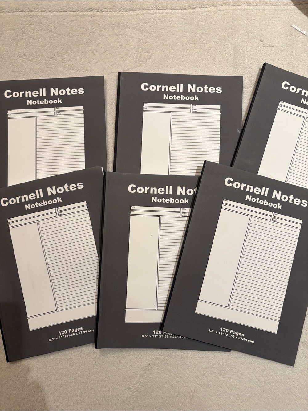 6 Cornell Notes Blank Notebooks